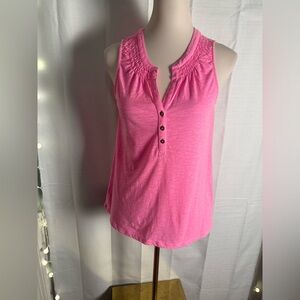 Lilly Pulitzer Pink Smocked Buttoned Tank Top